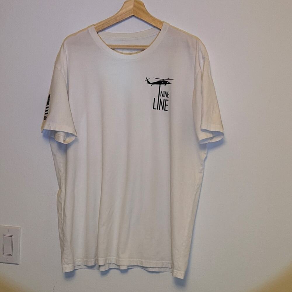 Nine Line Men's Military Helicopter Graphic T-Shirt White Cotton XL